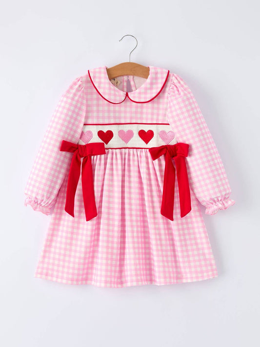Plaid Heart Smocked Dress