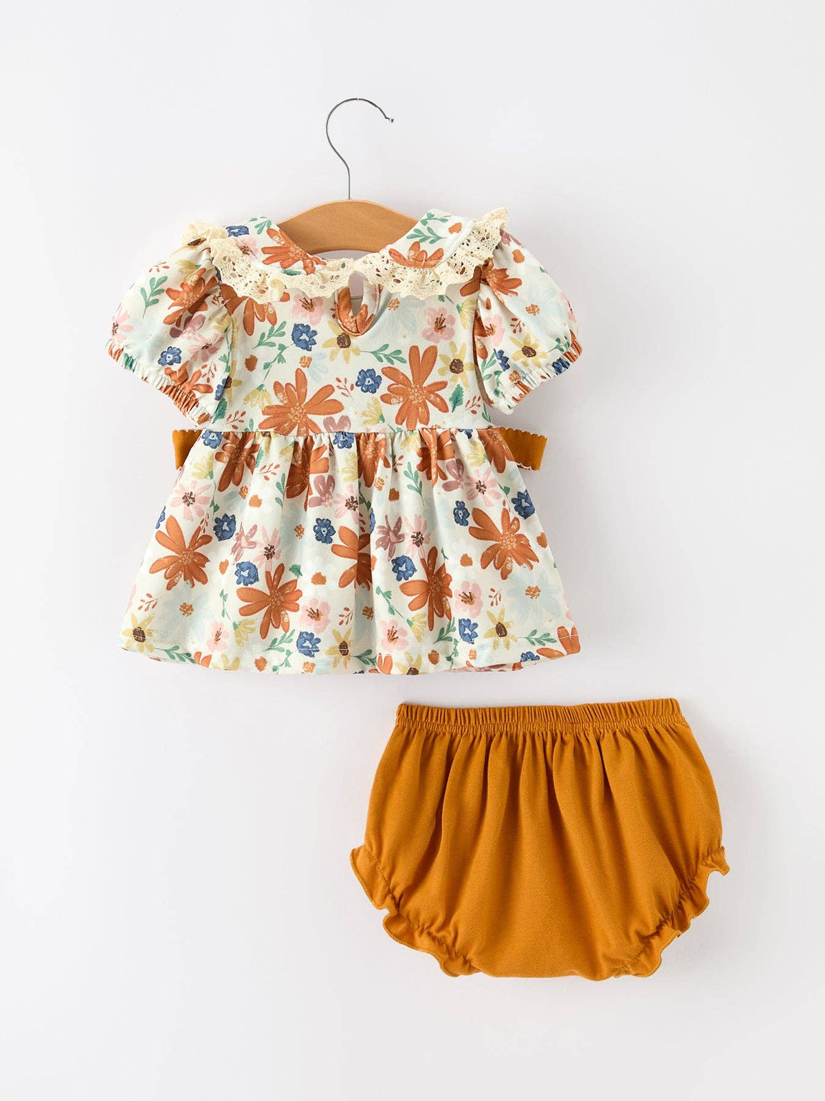 Baby Floral Lace Fall Leaves Bloomer Set