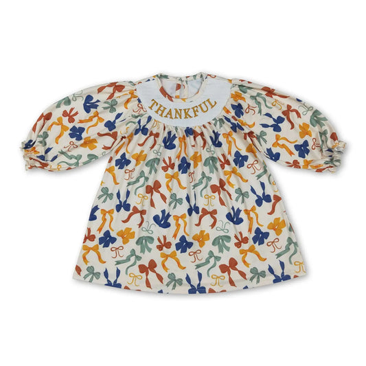 Thankful Bows Smocked Girls Dress