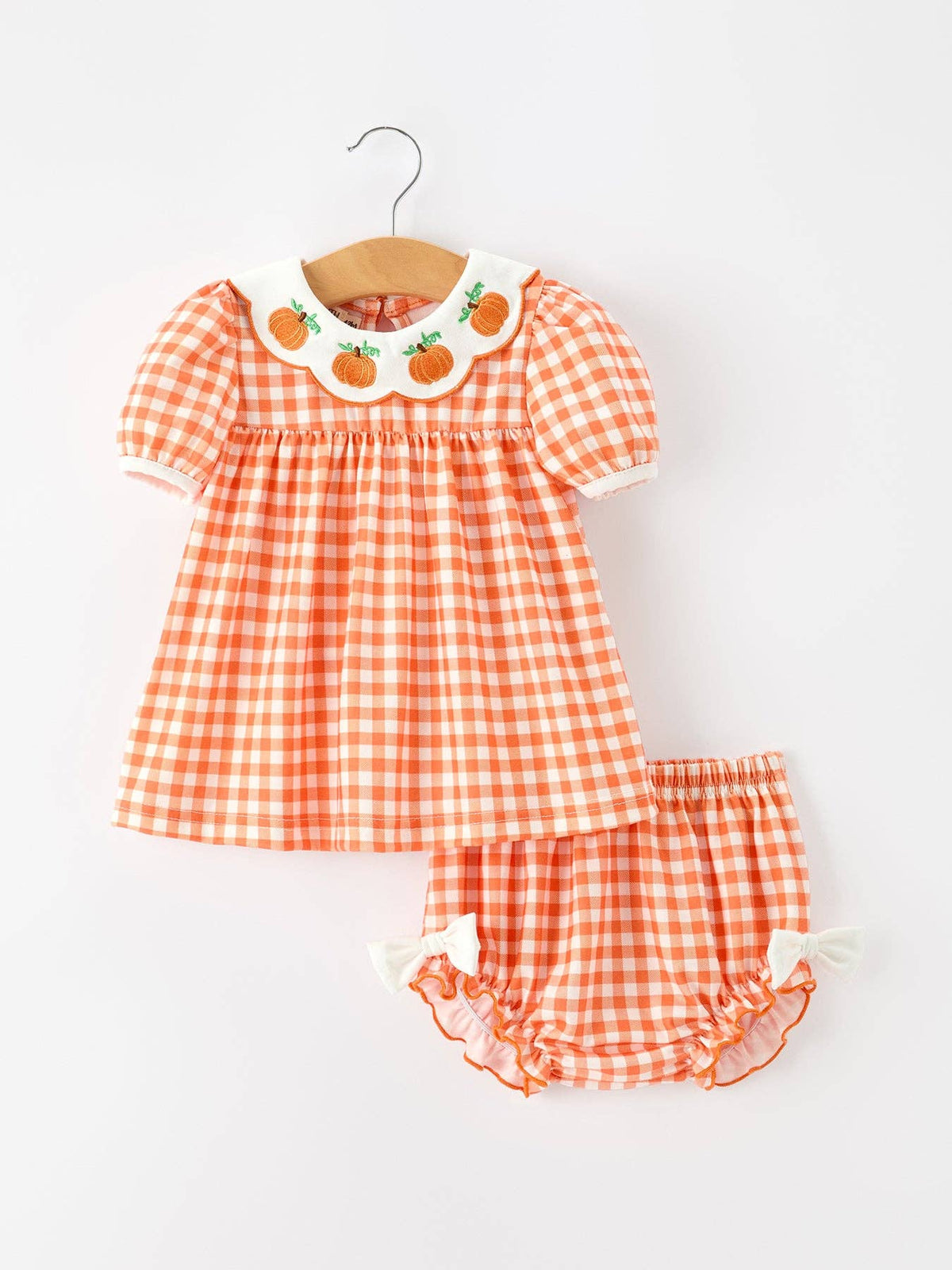 Pumpkin Puff Sleeve Bloomer Set