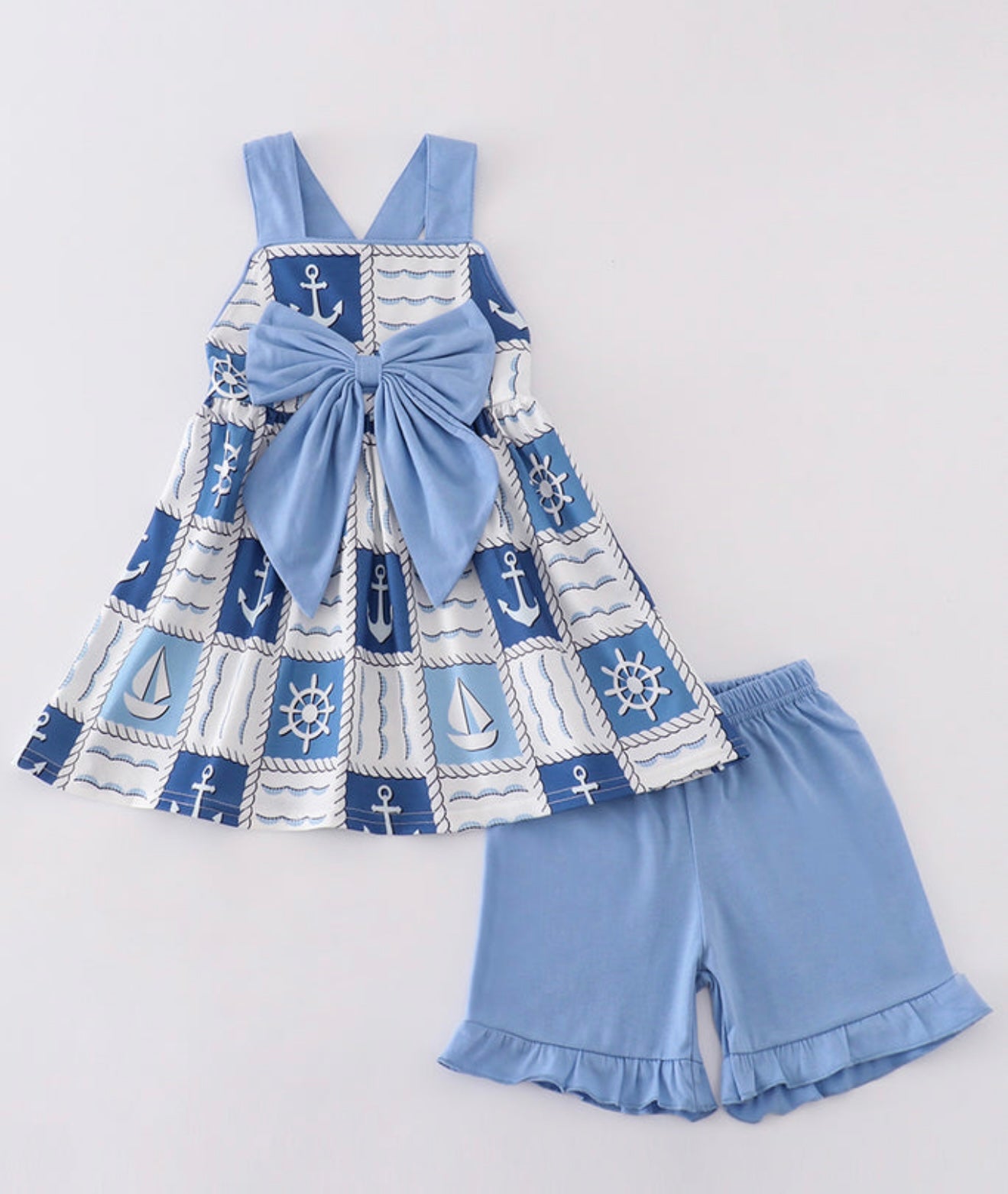 Blue Sailboats 2 PC Girls Set