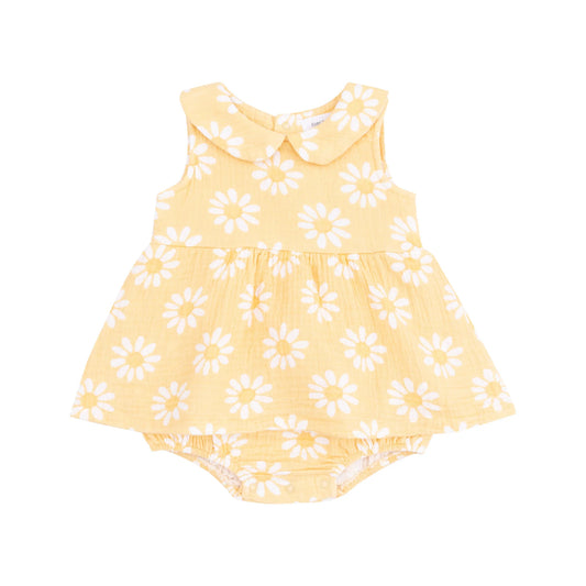 Yellow Mod Daisy Peter Pan Collar Bubble