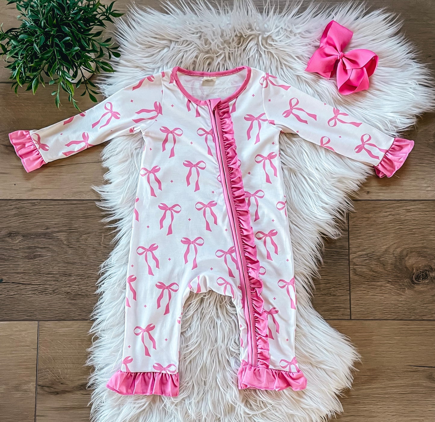 Pink Infant Bow Romper