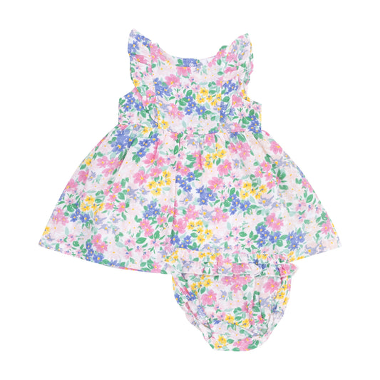 Emma Floral Ruffle Sleeve Dress & Diaper Cover