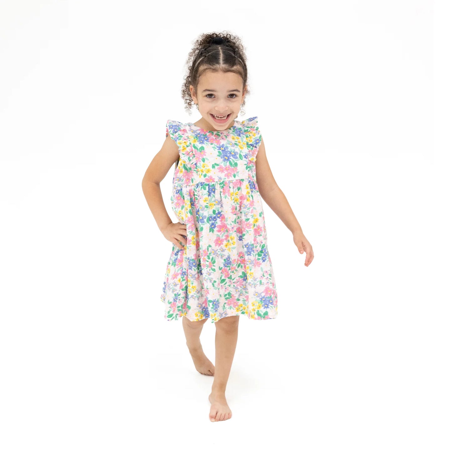 Emma Floral Ruffle Sleeve Dress & Diaper Cover