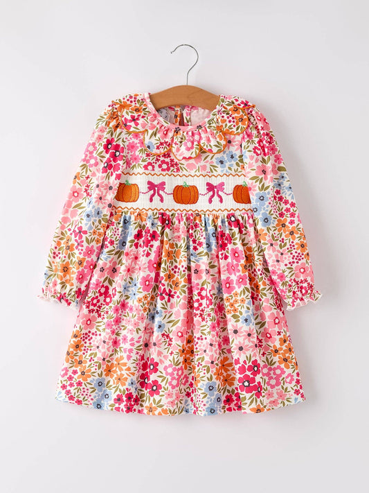 Pumpkin Bow Smock Dress