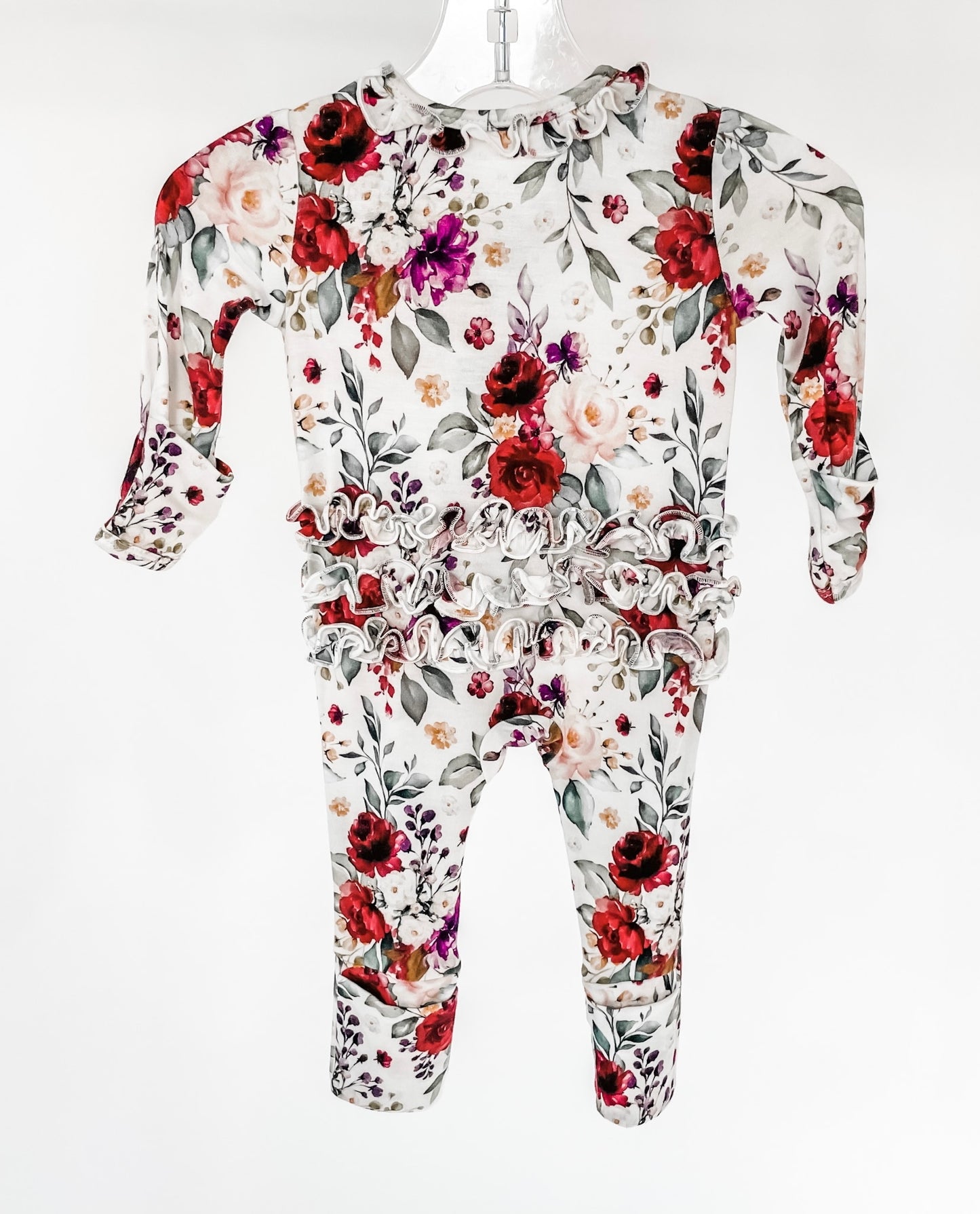 Ruby Lush Floral Zippered Onsie