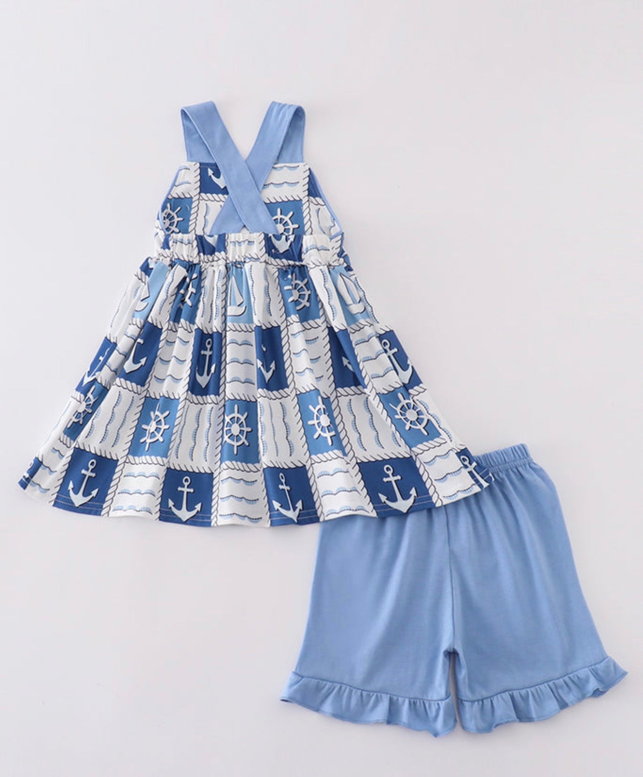 Blue Sailboats 2 PC Girls Set