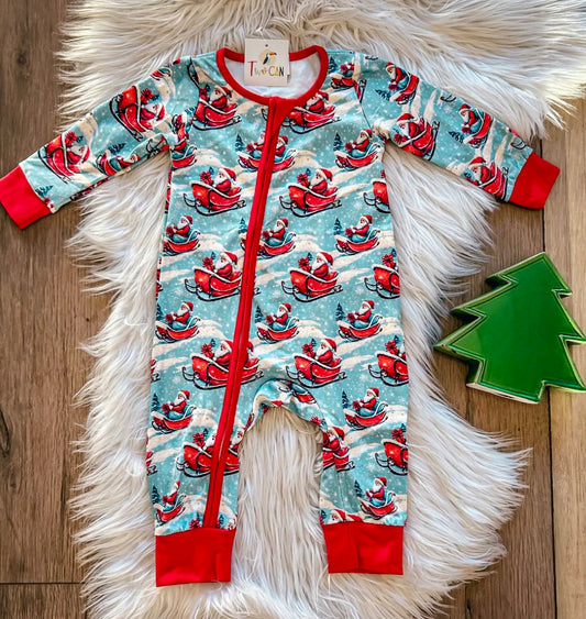 Santa Sleigh Zippered sleeper