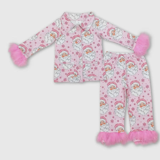 Pink Santa Girls Pajamas