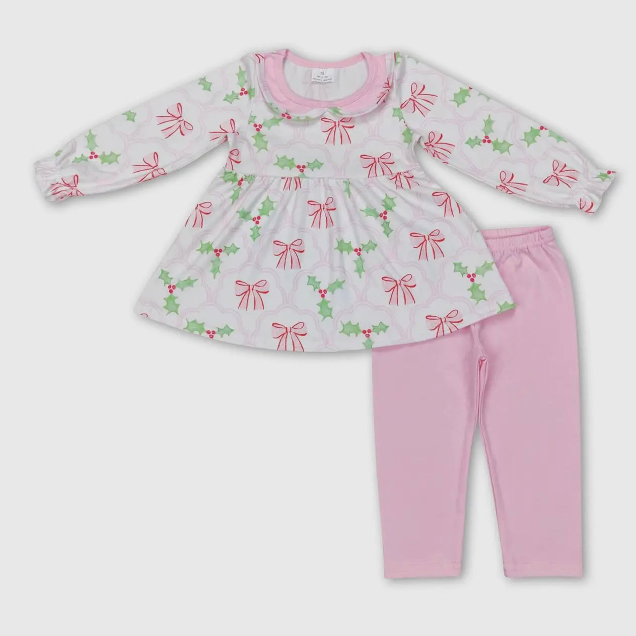 Pink Bow Mistletoe Two Piece Set