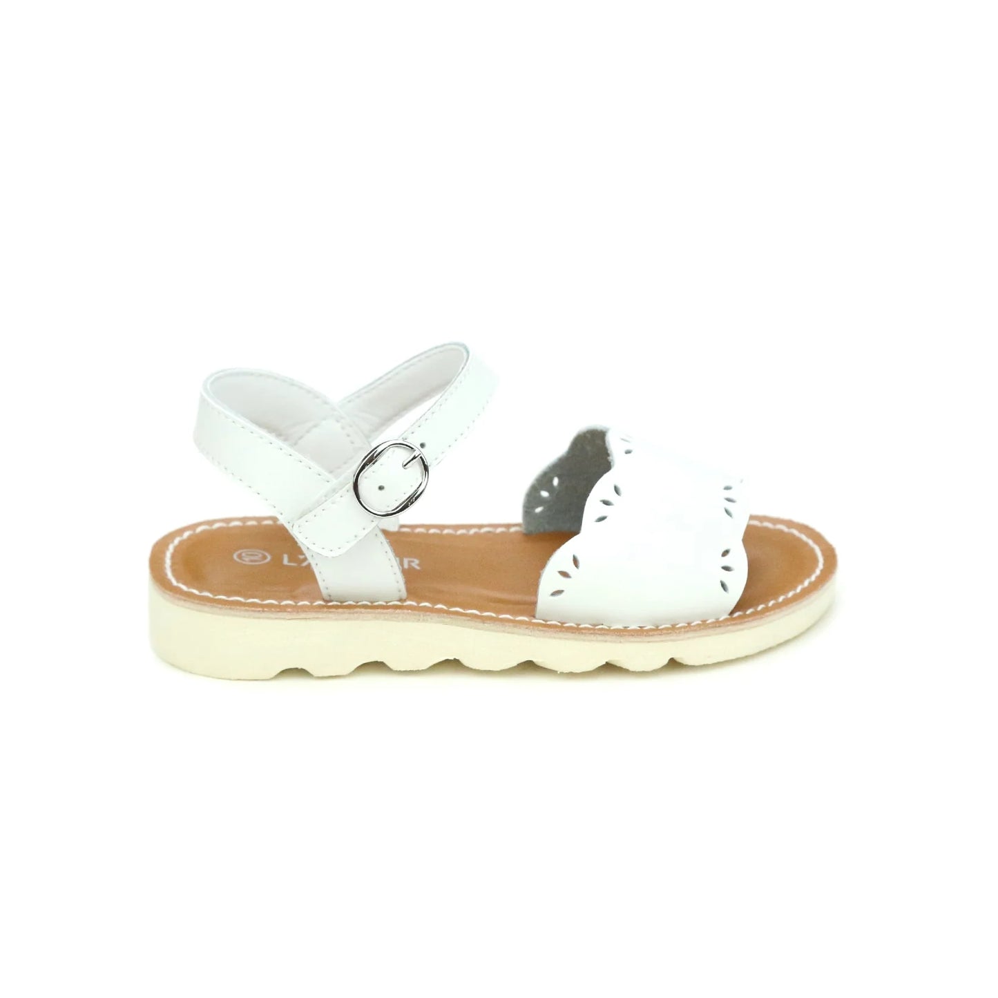 Ella Scalloped Sandal - White (Toddler)