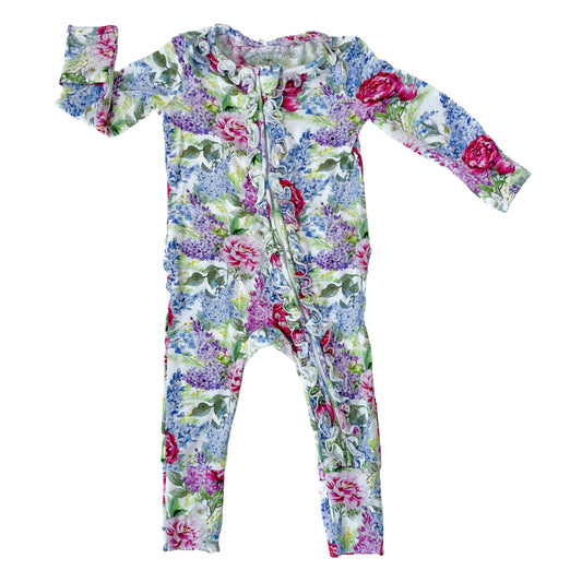 Lila Lavender Ruffle Zippered Footie