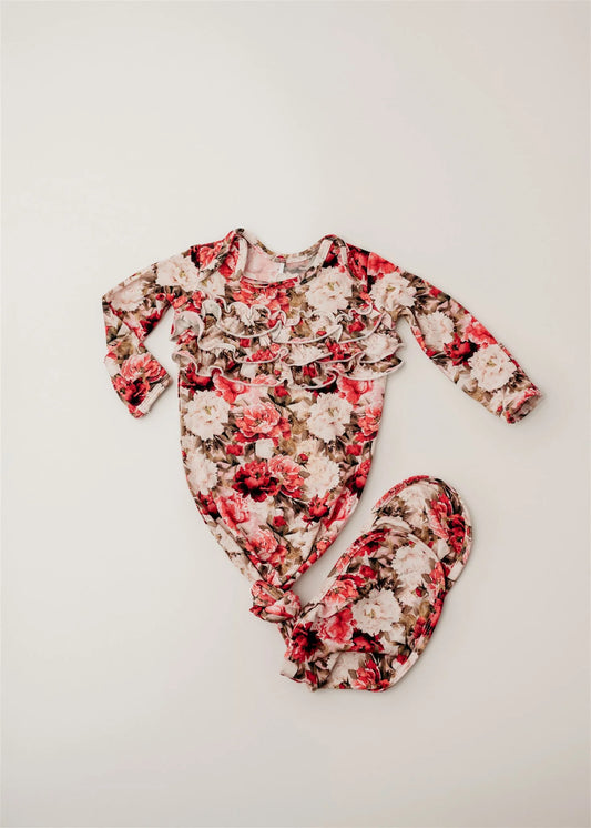Crimson Bloom Knot Gown