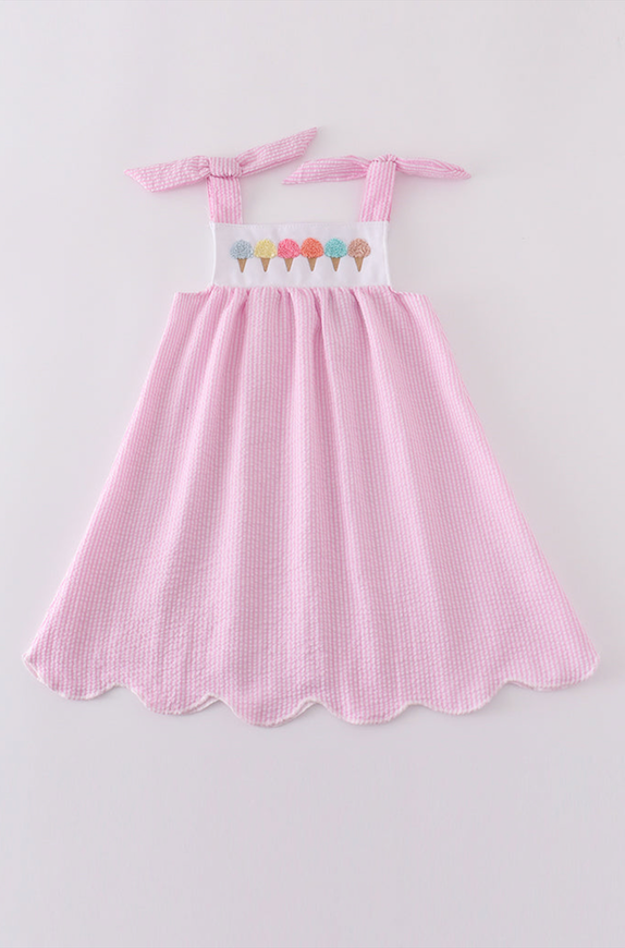 Pink Seersucker Ice Cream Dress