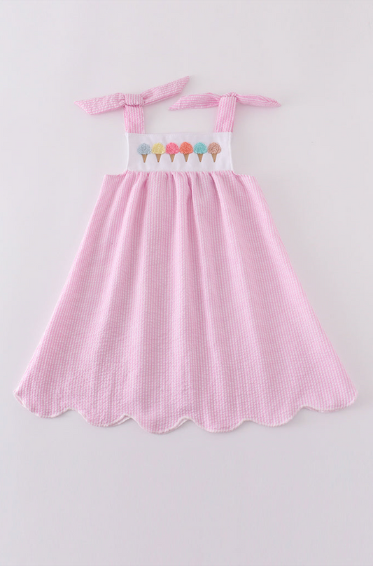 Pink Seersucker Ice Cream Dress