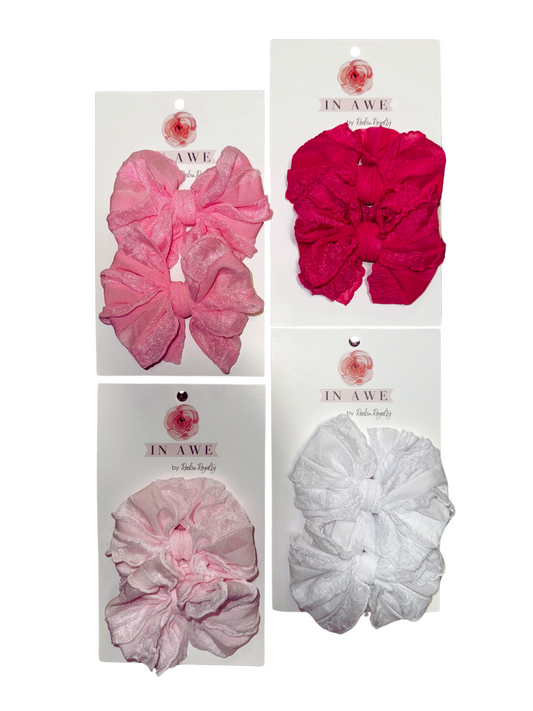 Ruffle Piggy Bow Clip Set