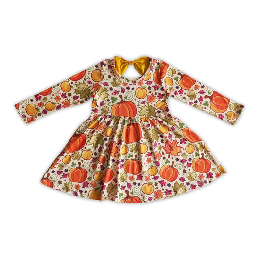 Pumpkin Long Sleeve Twirl Dress