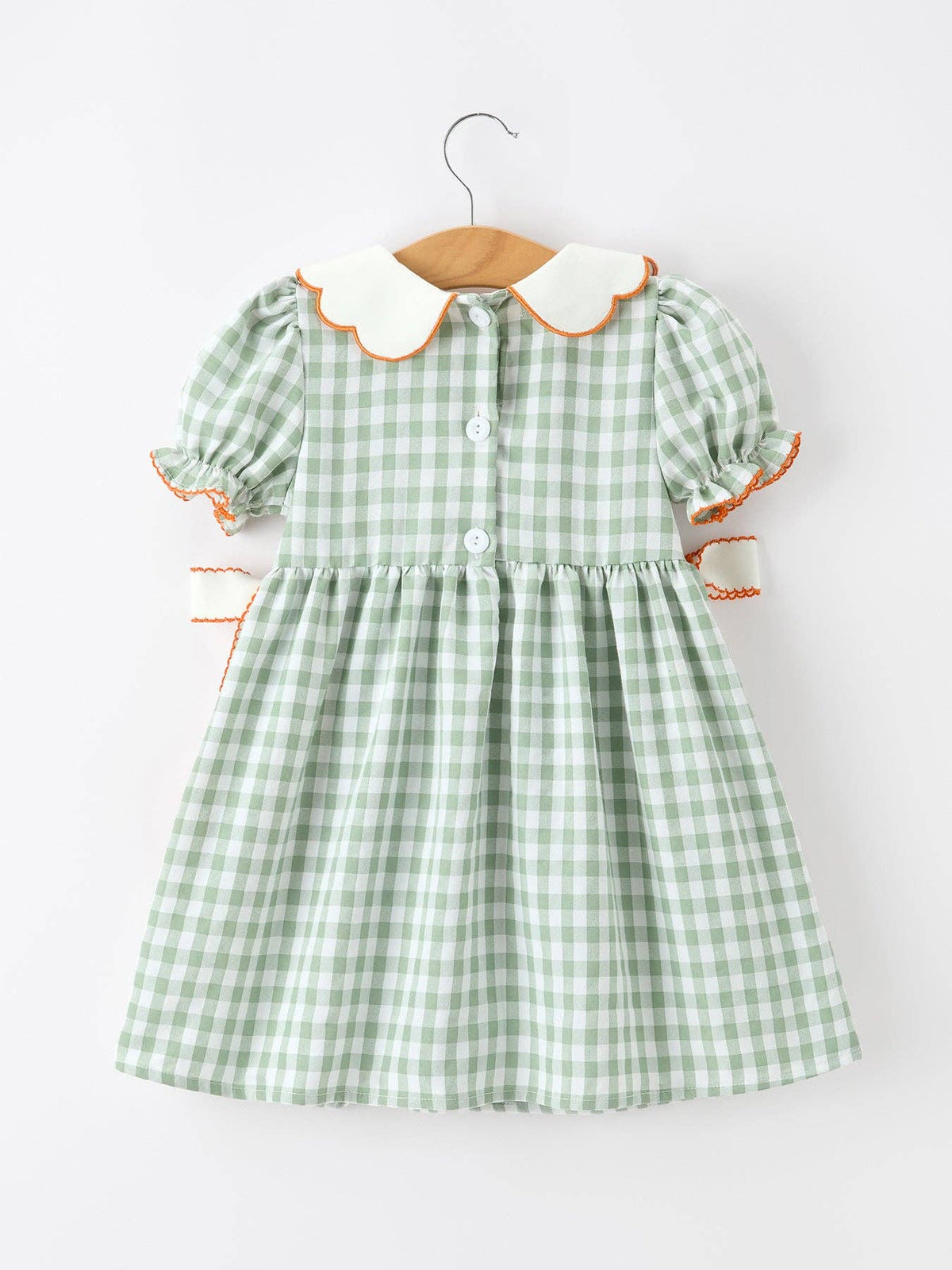 Smocked Plaid Pumpkin Bow Dress