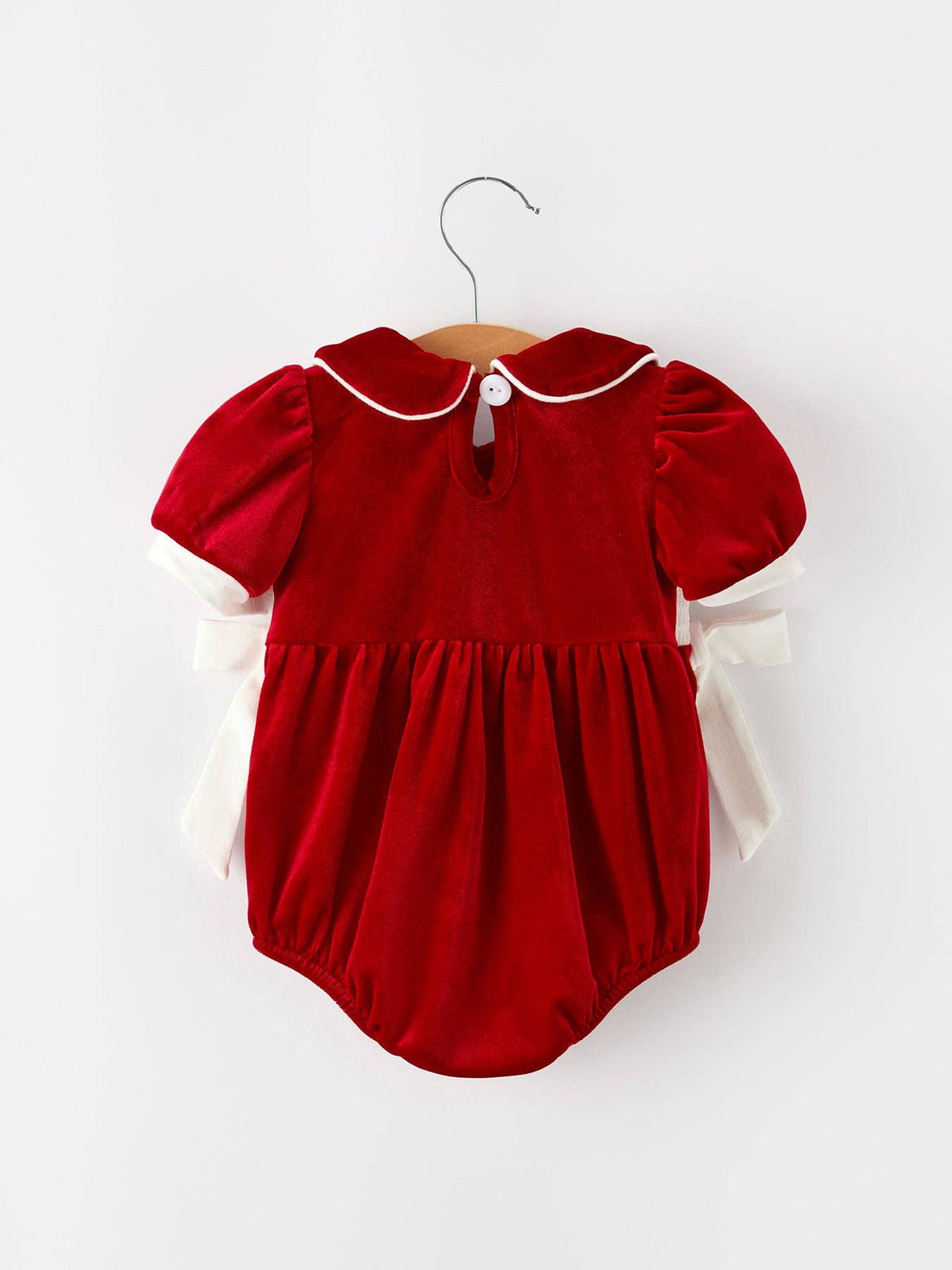 Christmas Smocked Velvet Baby Romper