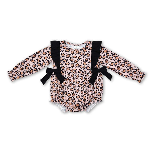Leopard Bow Long Sleeve Bubble