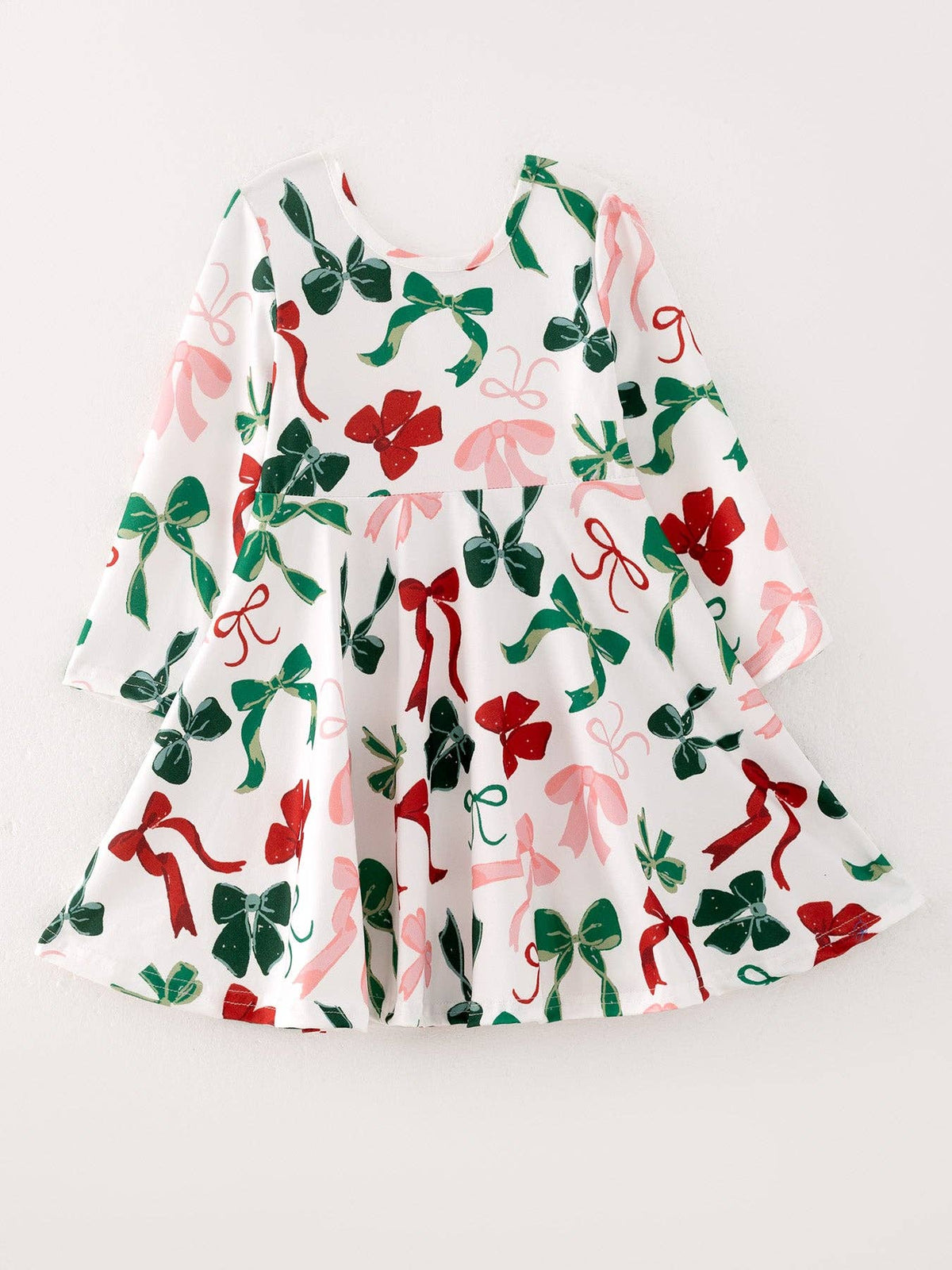 Girls Christmas Bow Ruffle Dress