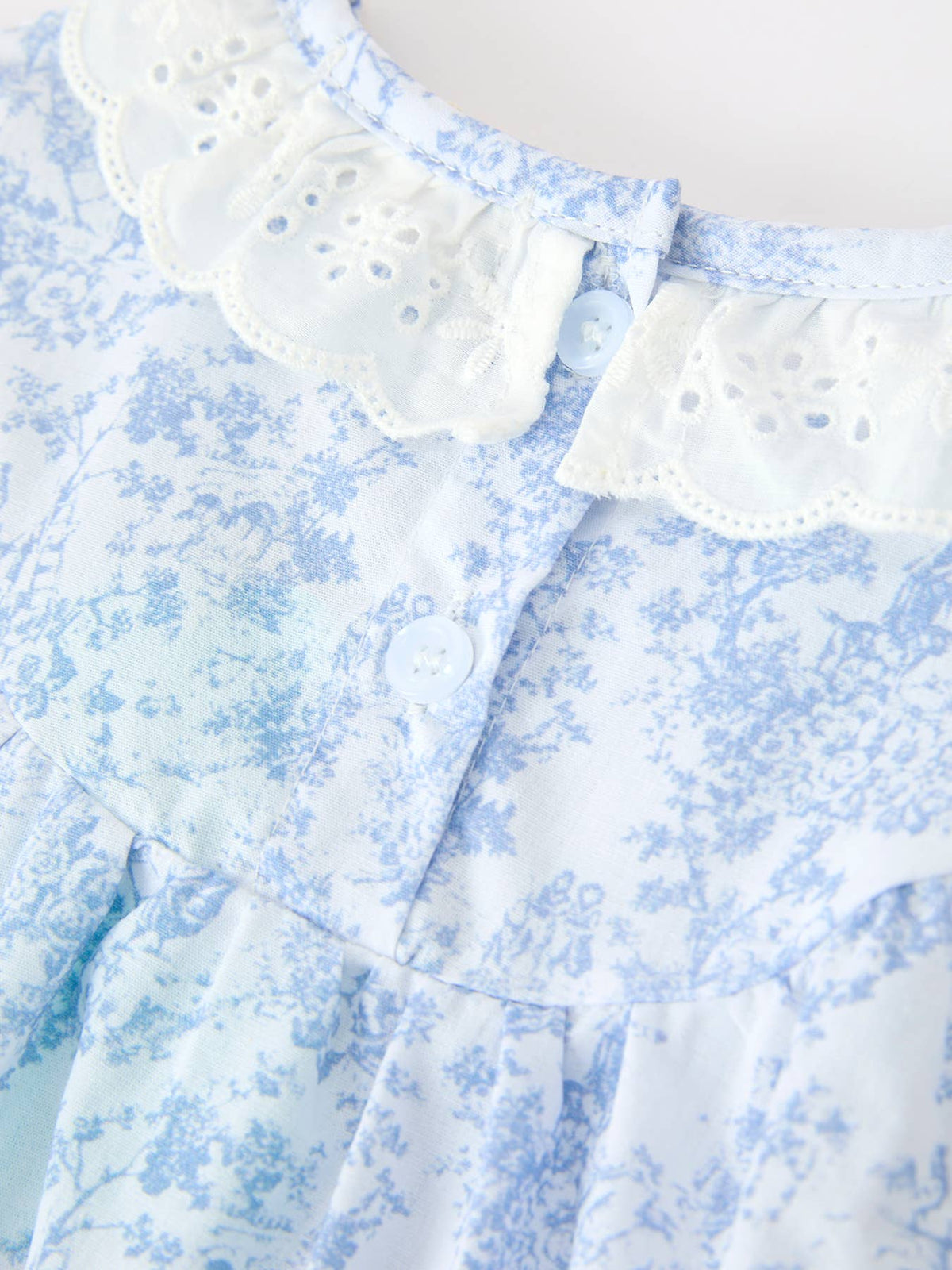 Blue Floral Smocked Rompr