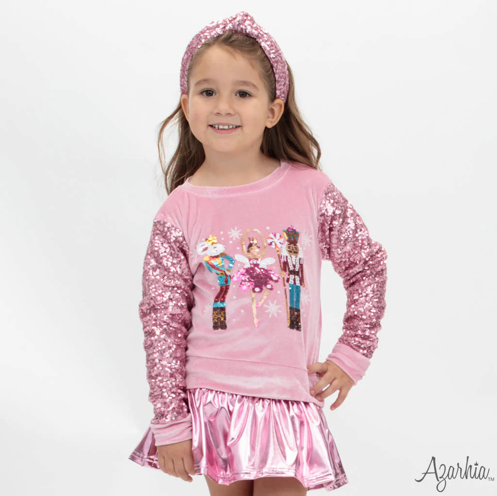 Pink Sequin Nutcracker Velvet Sweatshirt