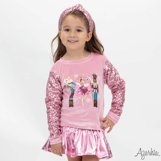 Pink Sequin Nutcracker Velvet Sweatshirt