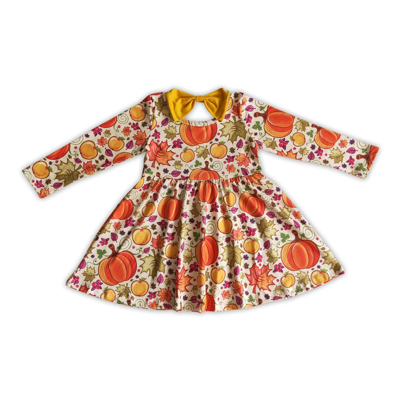 Pumpkin Long Sleeve Twirl Dress