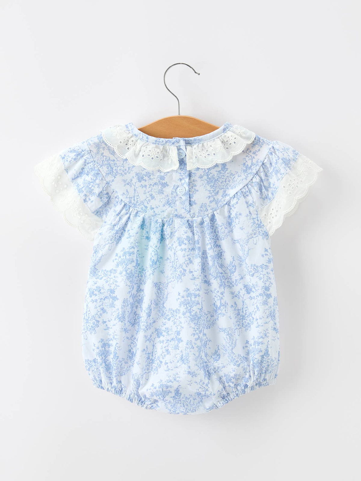 Blue Floral Smocked Rompr