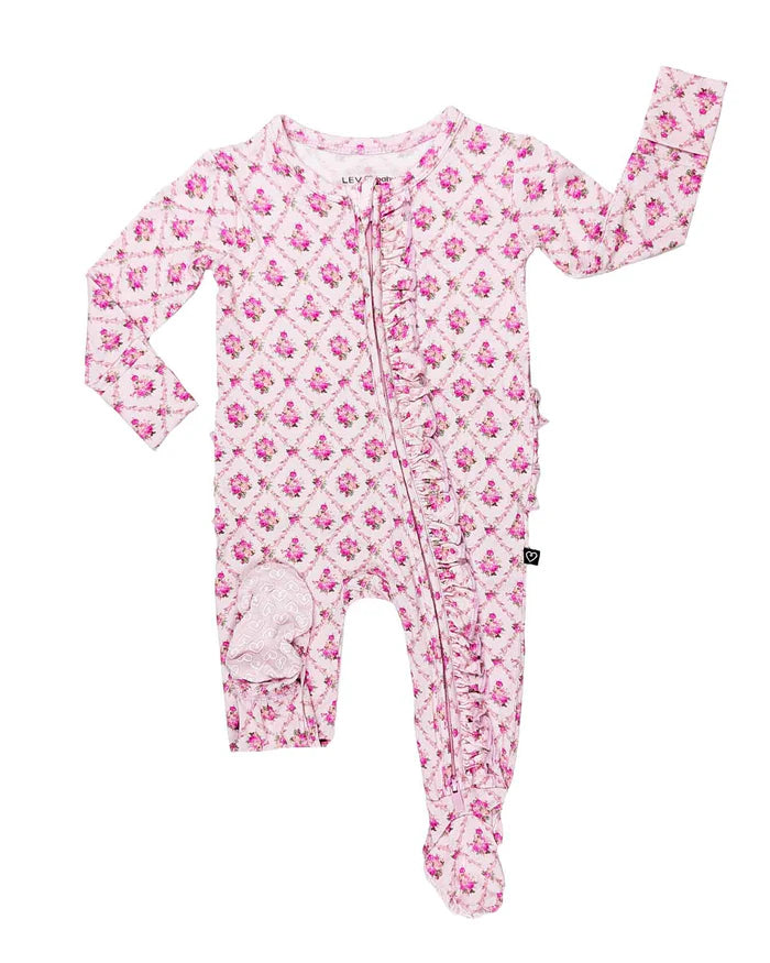 Caroline Ruffled Zippered Footie