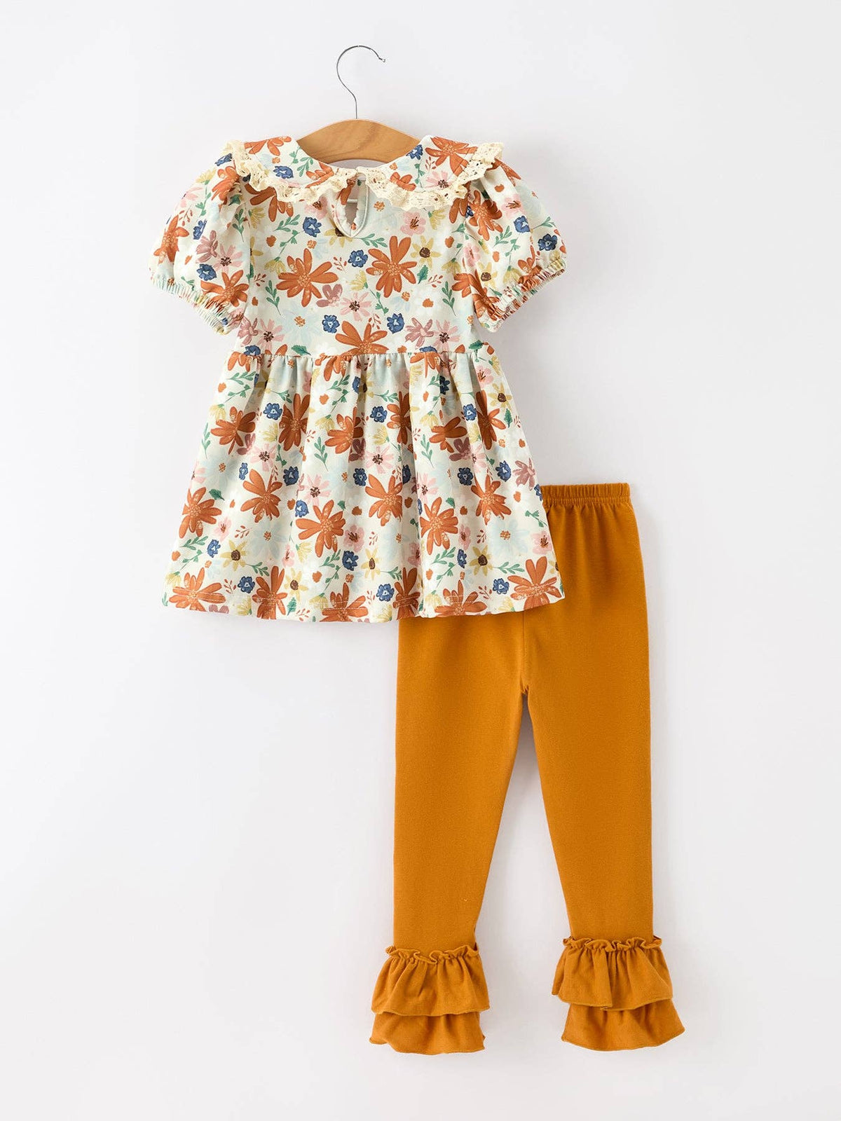 Girls Floral Lace Fall Leaves Set