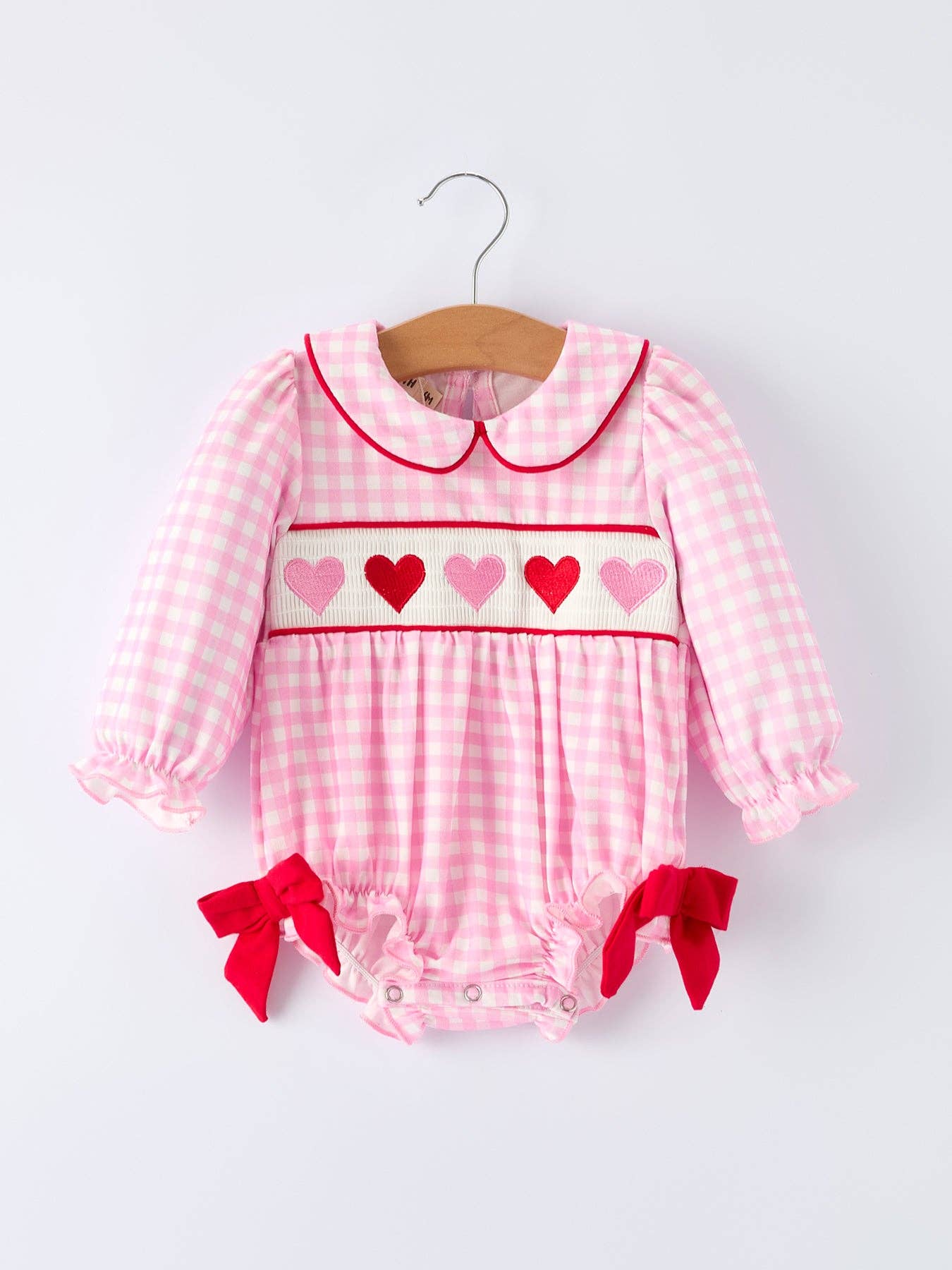 Plaid Smocked Hearts Bubble