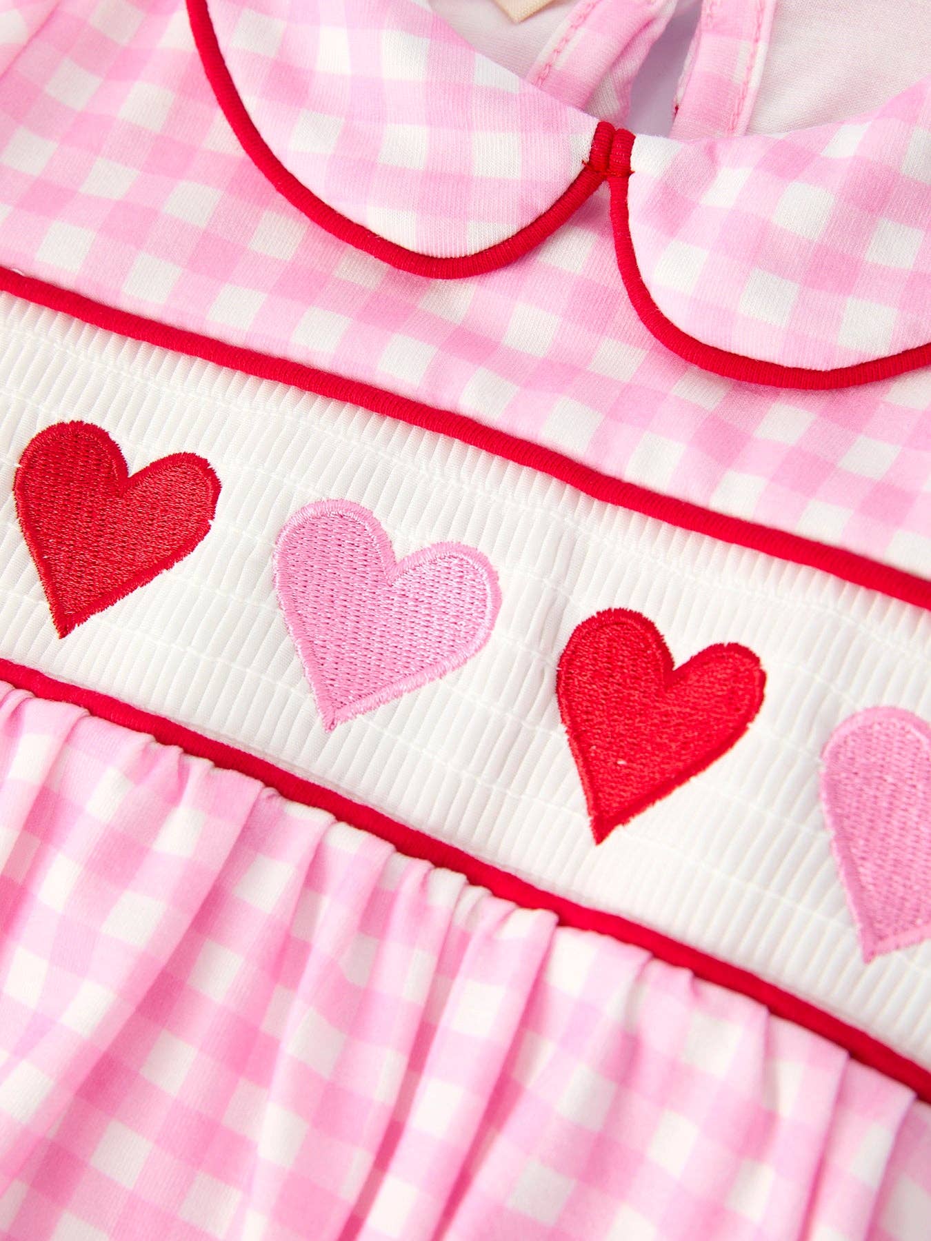 Plaid Smocked Hearts Bubble
