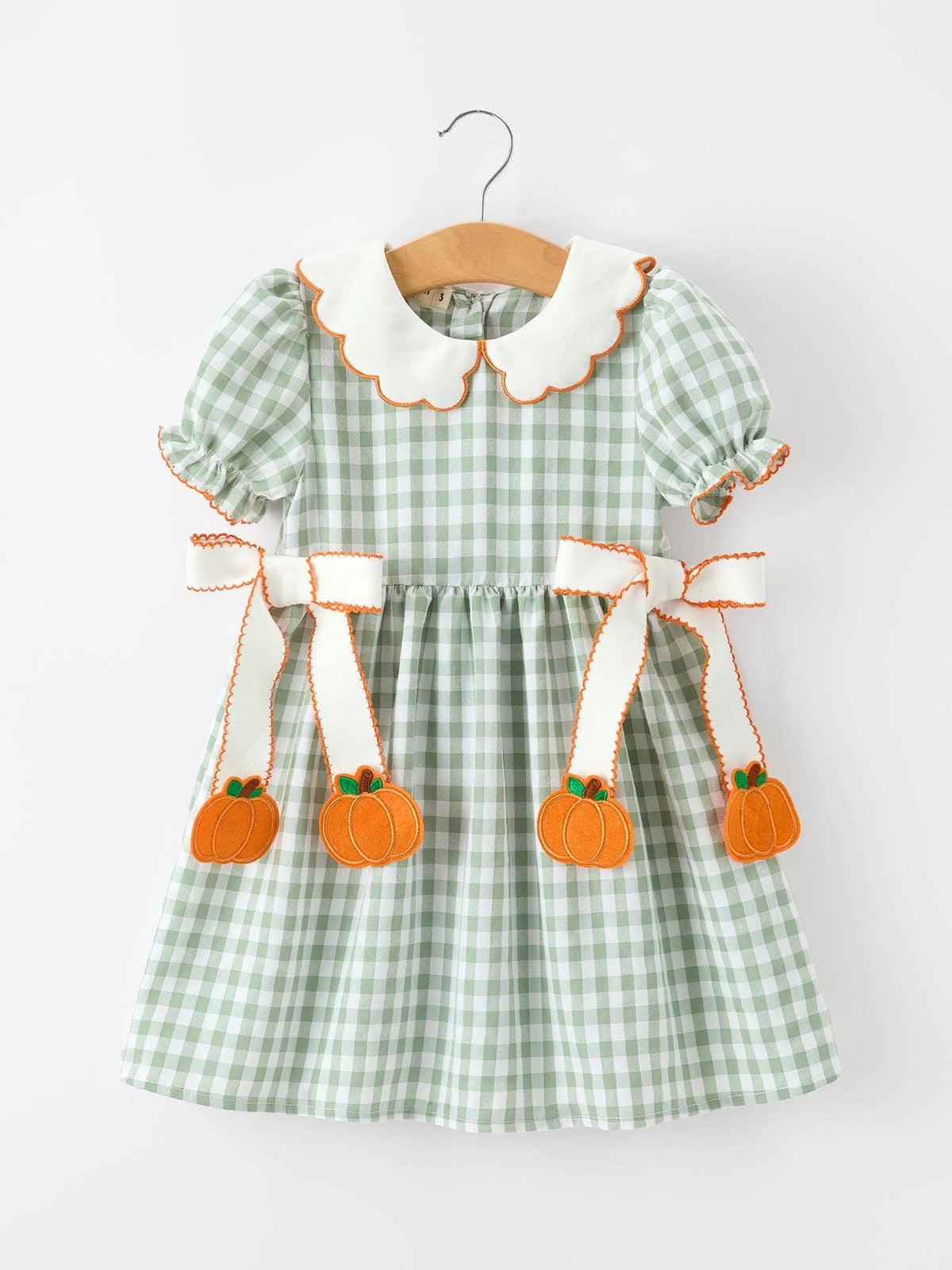 Smocked Plaid Pumpkin Bow Dress