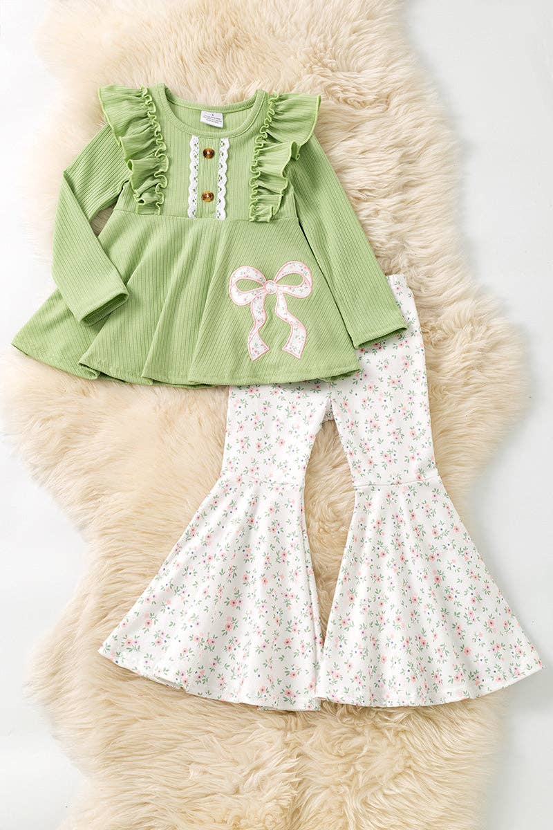 Green Bow Applique Tunic Set