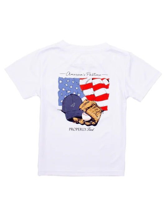 Boys Performance Tee Short Sleeve America's Pastime - White