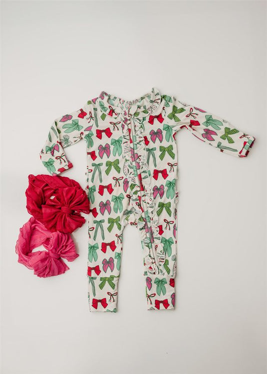 Holly Jolly Bows Footie