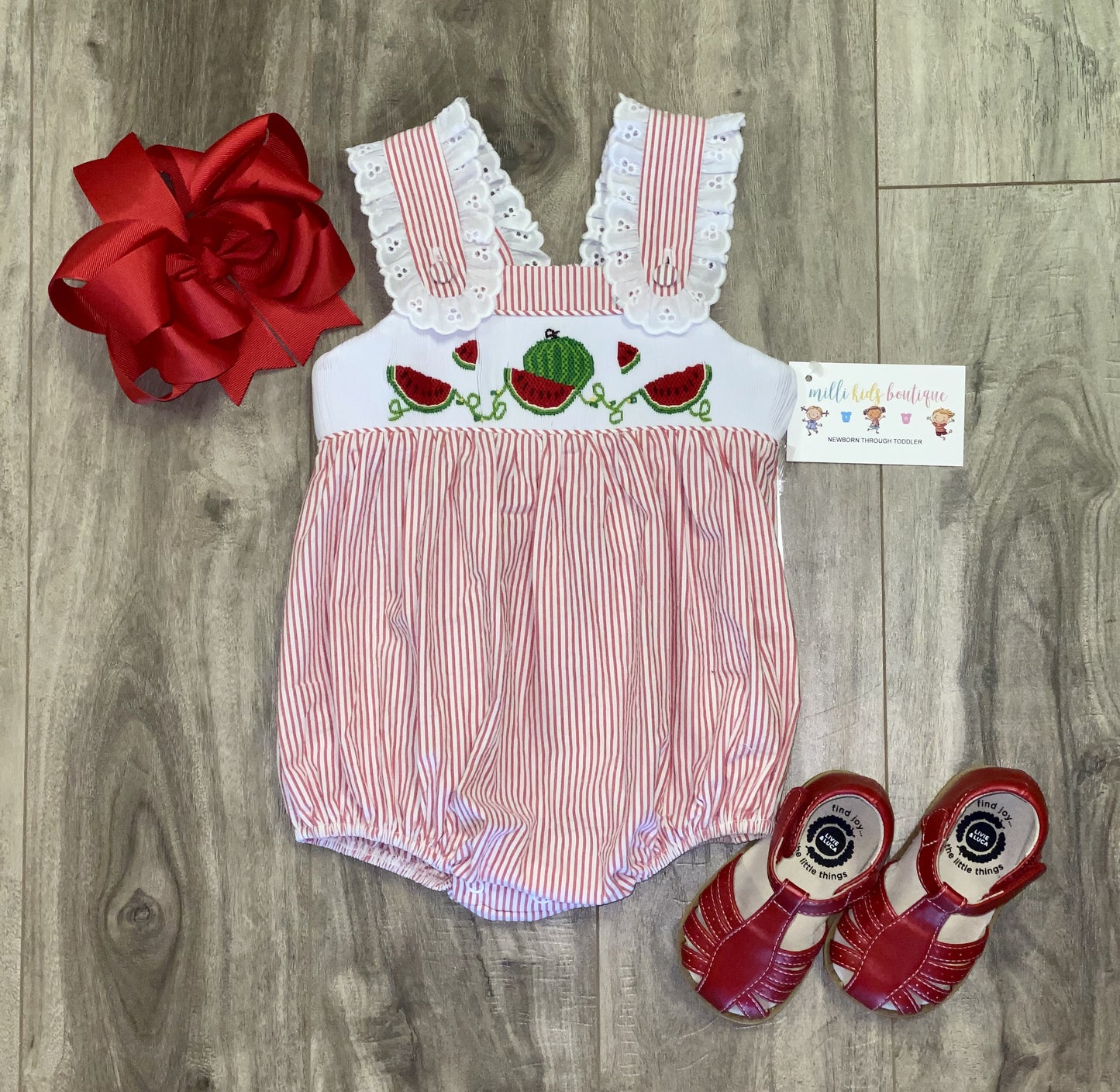 Smocked Girl Watermelon bubble