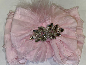 Rhinestone & Feather Headband Bow