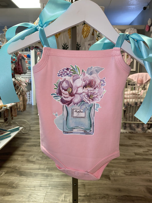 Miss D Pink Onsie with aqua bows