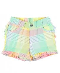 Cheerful Rainbow Plaid Ruffle Shorts